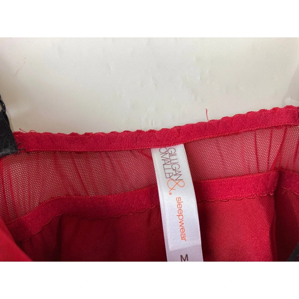 Gilligan & OMalley Red Lace Trim‎ Satin Cami Top Size M Y2K coquette Romantic